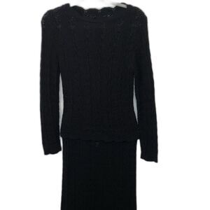 Vintage Evanna New York black crochet skirt and long sleeved top set size 10
